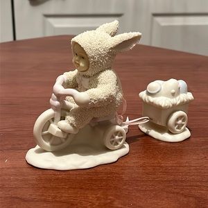 Snowbunnies, bisque porcelain figurines, “Bunny Express”